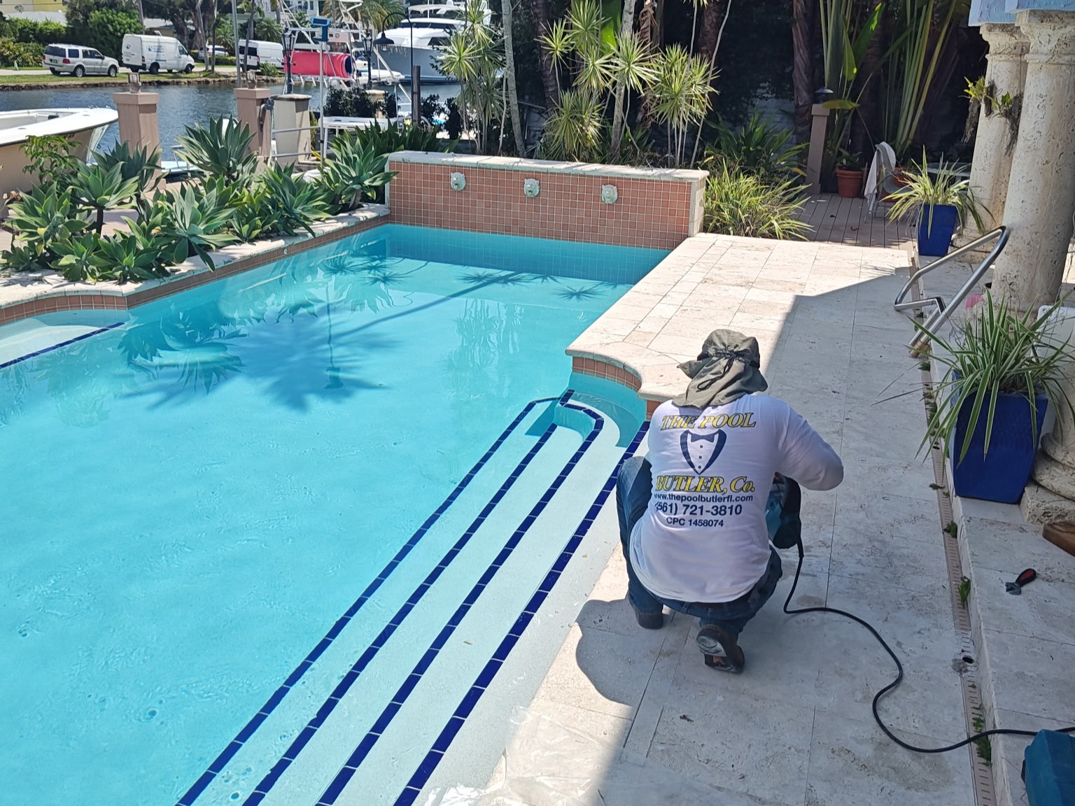 fort lauderdale install swimming pool dip-to-water safety handrail