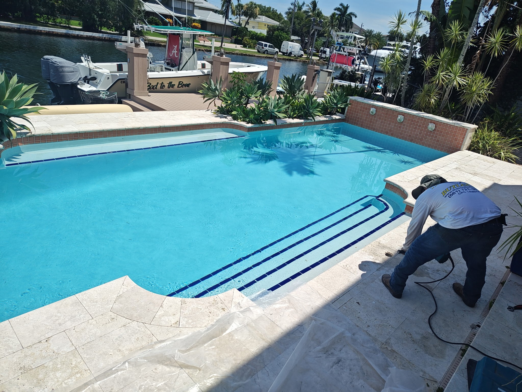 fort lauderdale pool install handrail prep